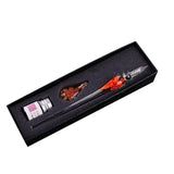 Glass Pen Set with ink and Pen Rest
